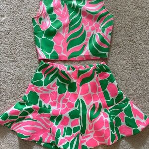 Lilly Pulitzer Pink and Green Tropical Skirt & Top